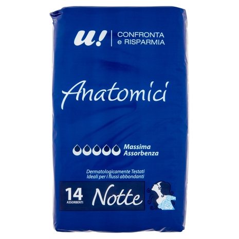 14 Assorbenti Anatomici Notte U! Confronta e Risparmia